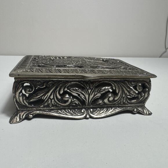 Antique Greek Trinket Box 5”x4.5” Parthenon Acropolis Athens Silver Plated/Solid - Picture 2 of 16